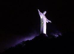 Christ the Redeemer at night