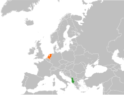 Map indicating locations of Albania and Netherlands