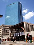 Station facade with John Hancock Tower behind