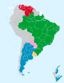 Países miembros de Mercosur (c/Reclamaciones territoriales en la Antártida).