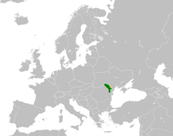 Map indicating locations of Moldova and Transnistria