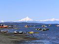 View of Corcovado Volcano and Patagonia from Quellón, Chiloé, Chile