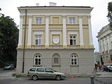 In 1817–27 Chopin's family lived in this Warsaw University building, now adorned with his profile (centre).