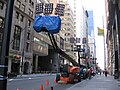 Lighting equipment parked on lower Broadway, Downtown