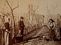 Giovanni Pascoli with two farmers