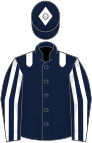 Dark blue, white epaulets, striped sleeves and diamond on cap