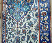 Detail of Iznik tiles under the portico of Suleiman's mausoleum