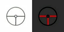 Outlines of the normal and low-light reticles of the USG reflex sight used on the FN P90 / PS90 USG models