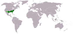 Location of Confederate States of America