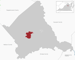 Location of Culpeper within Culpeper County