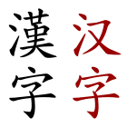 "Chinese character" written in traditional (left) and simplified (right) forms