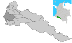 Location of the municipality and town of Orito in the Putumayo Department of Colombia.