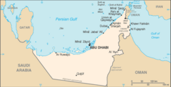 Abu Dhabi is bordered by the Persian Gulf, Saudi Arabia and Oman