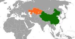 Map indicating locations of Kazakhstan and China