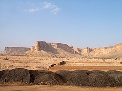 A view of the Tuwaiq Escarpment in the Najd from the west. The Saudi capital Riyadh lies just beyond the horizon.