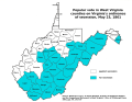 Image 9Counties (in blue) approving Virginia's secession from the U.S. (from History of West Virginia)