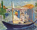 Manet en su barca a orillas del Sena