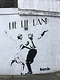 Lie Lie Land by female street artist Bambi Graffiti in Islington, London.