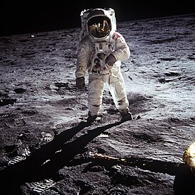 Buzz Aldrin on the surface of the Moon