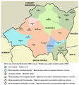 Ethnic map of the Subotica municipality showing the location of settlements with Hungarian majority