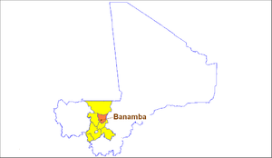 Location of Banamba Cercle in the Koulikoro Region and Mali