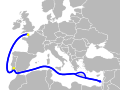 Escape route of Cherbourg boats to Israel