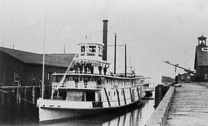 Emma Hayward at foot of Main Street, Seattle, circa 1885. Ship caption= Emma Hayward at foot of Main Street, Seattle, W.T., circa 1885.