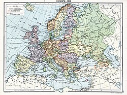 The Kuban People's Republic (green, within Russia) on the map of Europe during 1919.