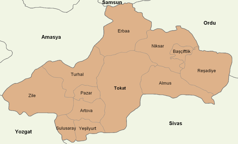 Archivo:Tokat location districts.png