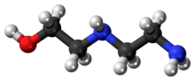 Ball-and-stick model of the aminoethylethanolamine molecule