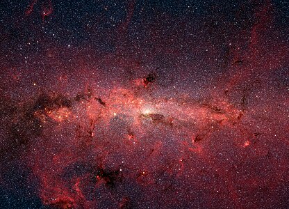 Infrared image of the core of the Milky Way galaxy, by NASA/JPL-Caltech/S. Stolovy