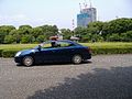 An Imperial Guard patrol car within the palace gardens.