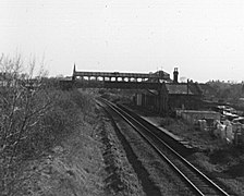 The remains of Kenilworth station in 1977, twelve years after closure. One platform has been removed and the line singled