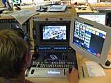 A Vinten remote camera control unit station at the Al Jazeera studio control room in London