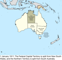 Map of the change to Australia on 1 January 1911