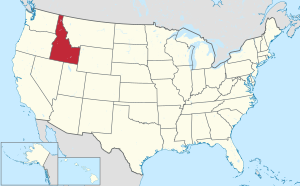 Map of the United States with Idaho highlighted