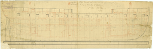 A drawing of the HMS Semiramis inboard profile plan.