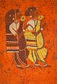 Batik painting depicting two Indian women