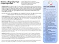 An instruction page for creating a Wikipedia biography page, including a ticklist of steps to work through and an example page on the reverse with annotations explaining the sections of a page.