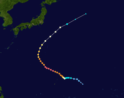 颱風彩雲的路徑圖