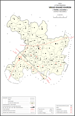 Map showing Baraula (#562) in Khiron CD block