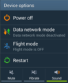 Image 55"Device options" menu of Samsung Mobile's TouchWiz user interface as of 2013, accessed by holding the power button for a second (from Smartphone)