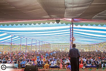 Audience of orientation ceremony from stage (2023)