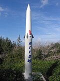 A mockup of the Arrow 1, at the Technion — Israel Institute of Technology.