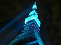 Portions of the tower lit blue for World Diabetes Day, 2007.