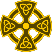 Celtic cross with trefoil knots