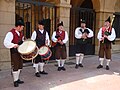 Asturian pipers playing at a wedding