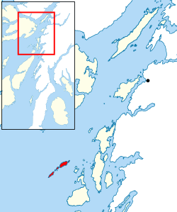 The Garvellachs in relation to mainland Argyll, Scotland