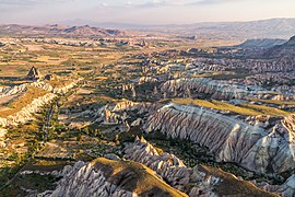 Central Anatolia Region: Cappadocia is well known for its unique rock homes and volcanic terrain.[311]