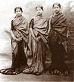 Girls in Mysore sari; long pleats are trademark of this style.